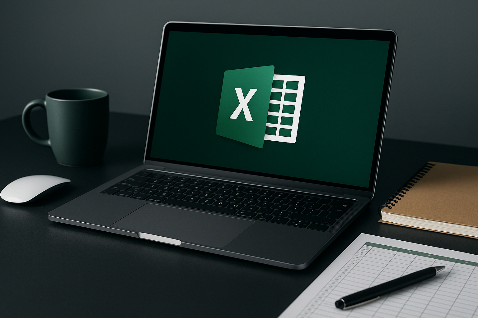 Curso de Excel - Laptop con Excel abierto en ambiente profesional